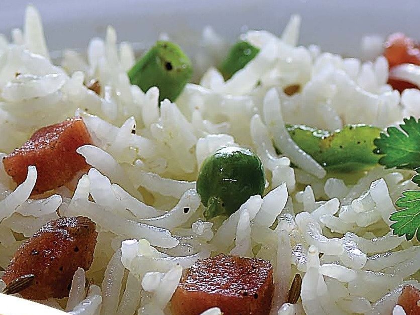 Cooked Basmati, grains separate and unbroken